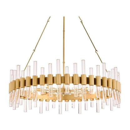 Eight-Light Acrylic Pillar Brass Chandelier