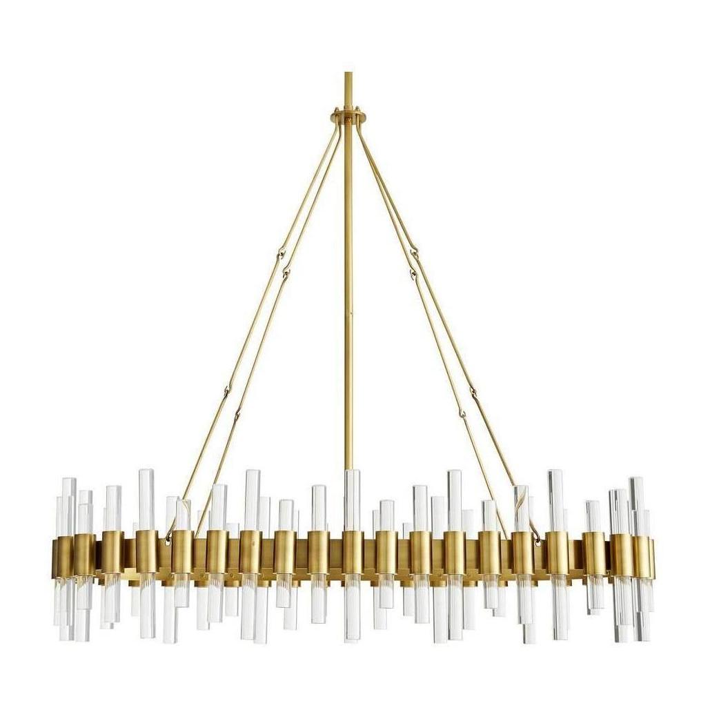 Eight-Light Acrylic Pillar Brass Chandelier