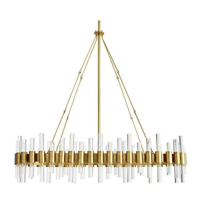 Eight-Light Acrylic Pillar Brass Chandelier