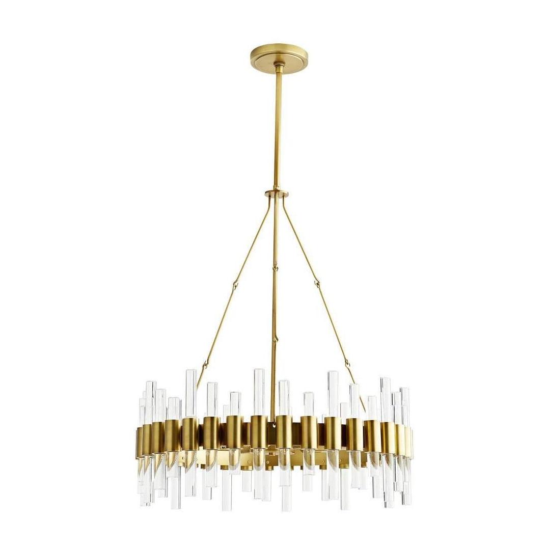 Eight-Light Acrylic Pillar Brass Chandelier