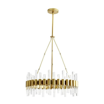 Eight-Light Acrylic Pillar Brass Chandelier