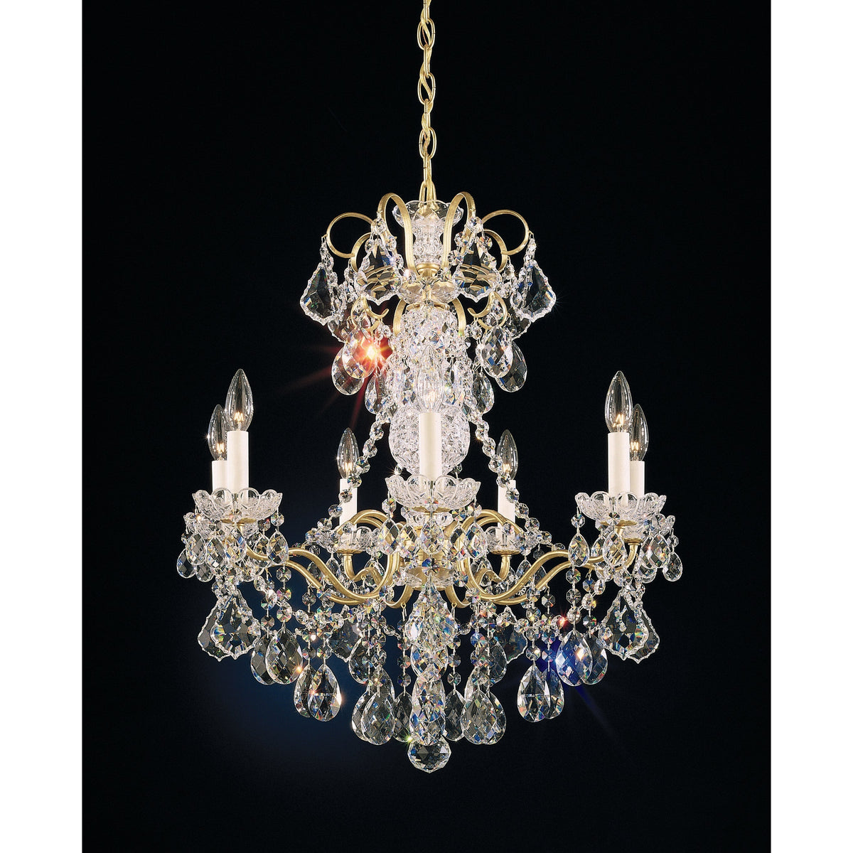 French Baroque Crystal Column Chandelier
