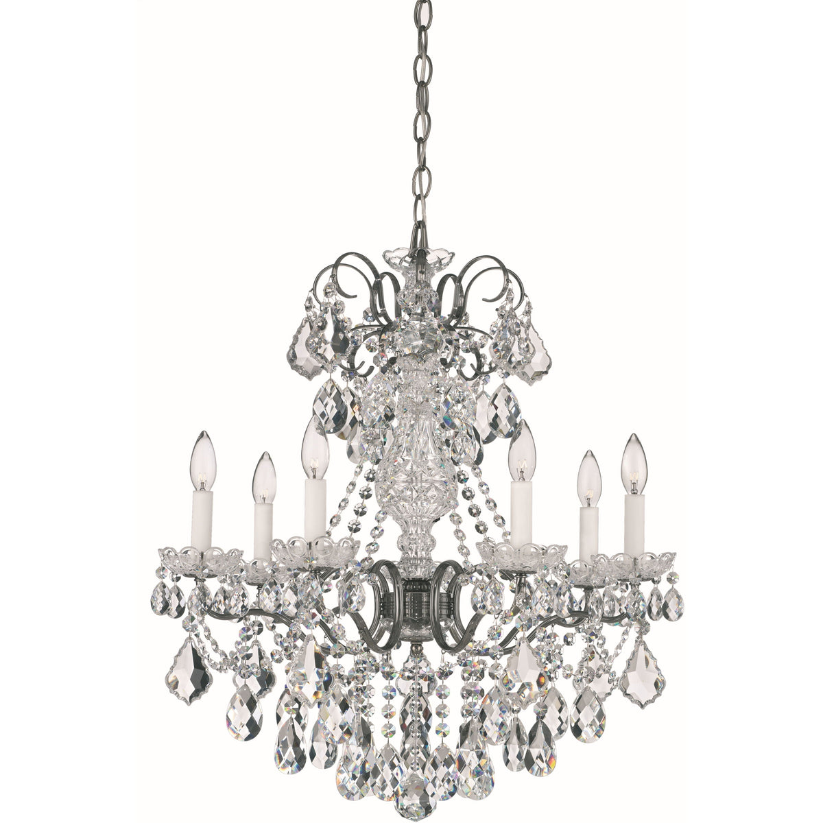 French Baroque Crystal Column Chandelier