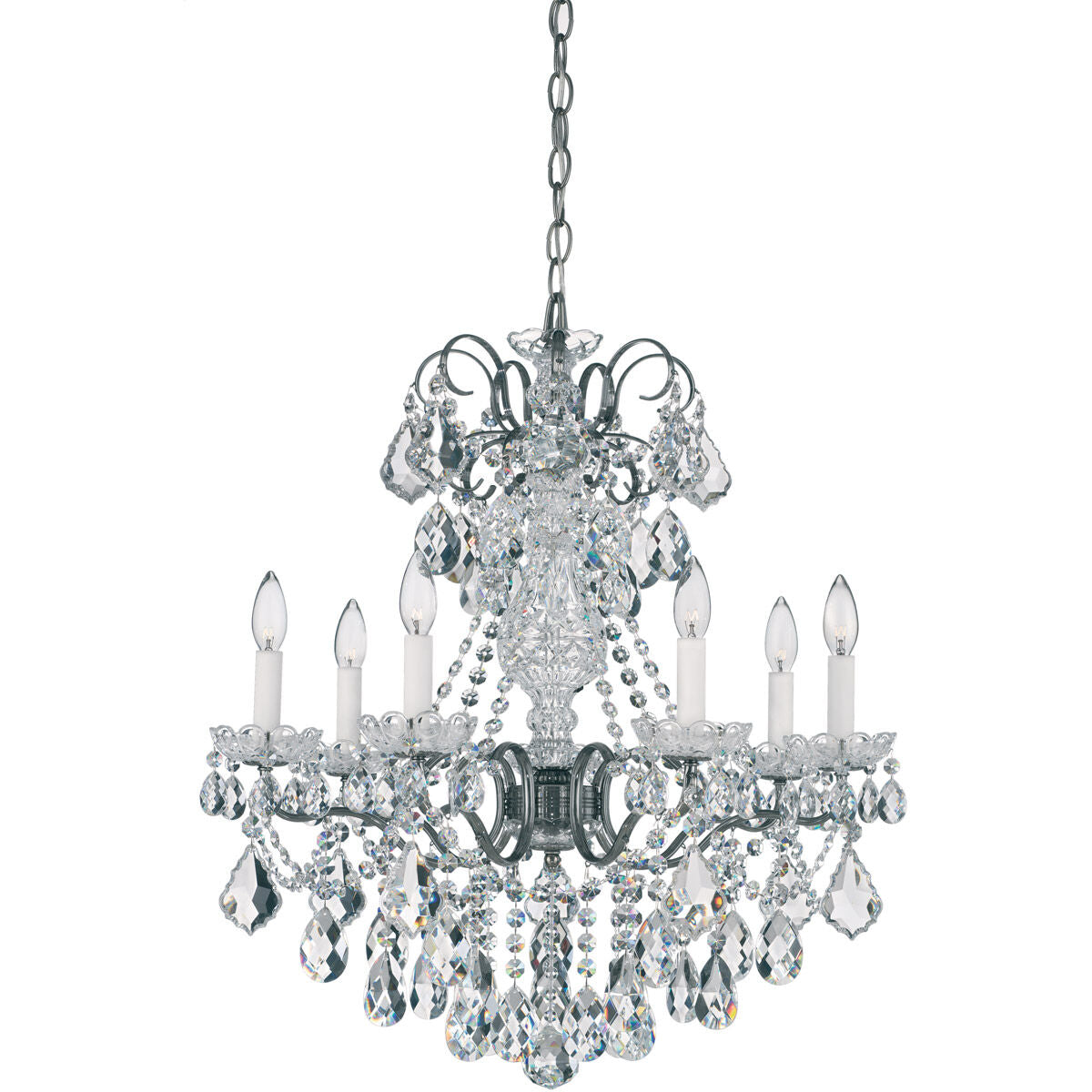 French Baroque Crystal Column Chandelier