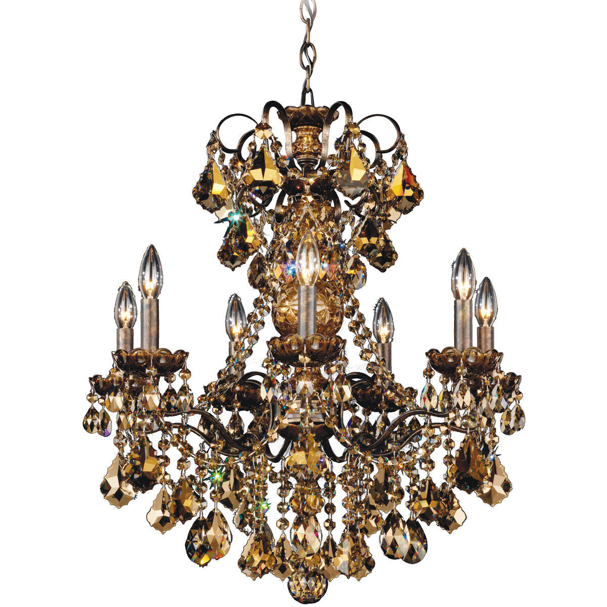 French Baroque Crystal Column Chandelier