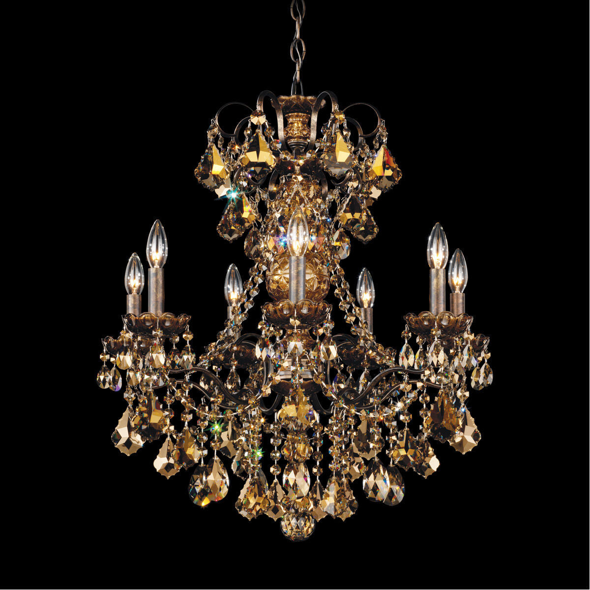 French Baroque Crystal Column Chandelier