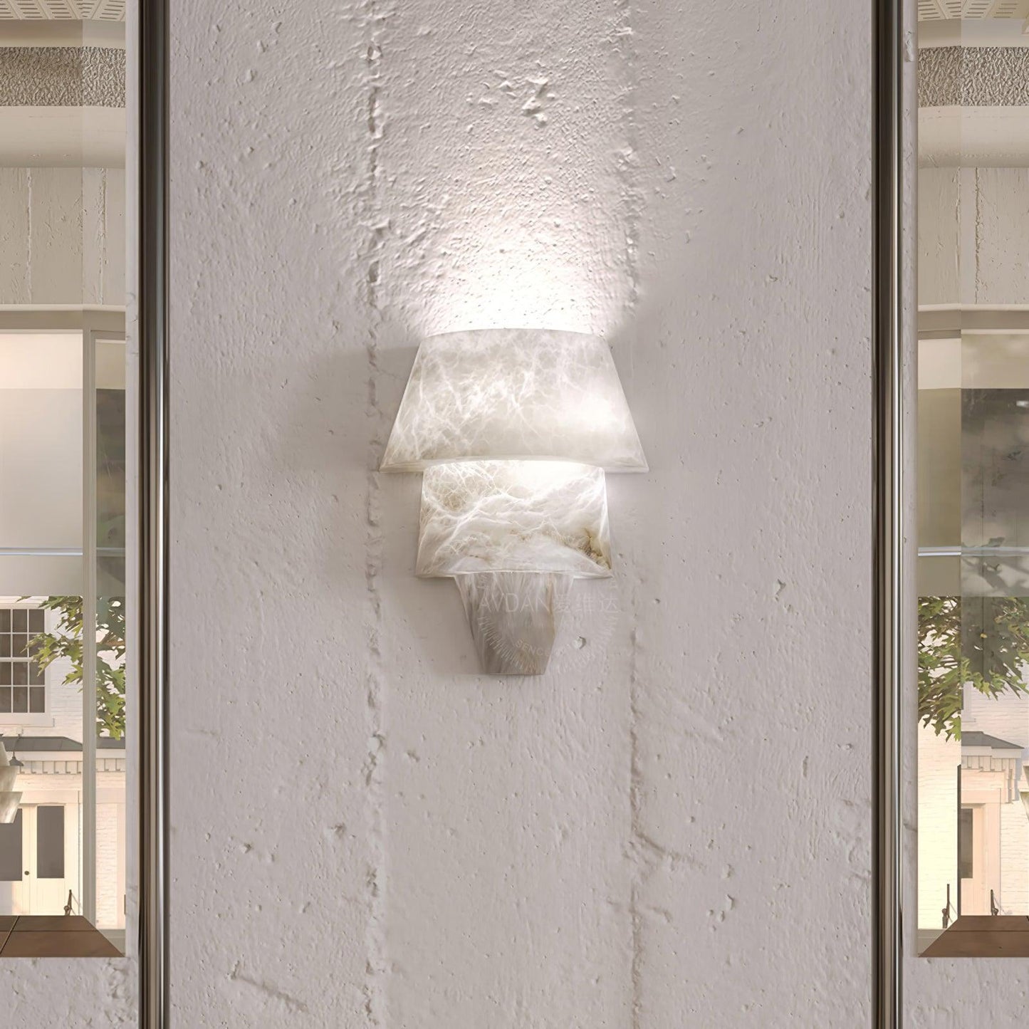 Geometric Marble Cone LED Wall Light / Model A L 8.7″ x W 5.1″ x H 11.8″ / L 22cm x W 13cm x H 30cm / White / Cool Light