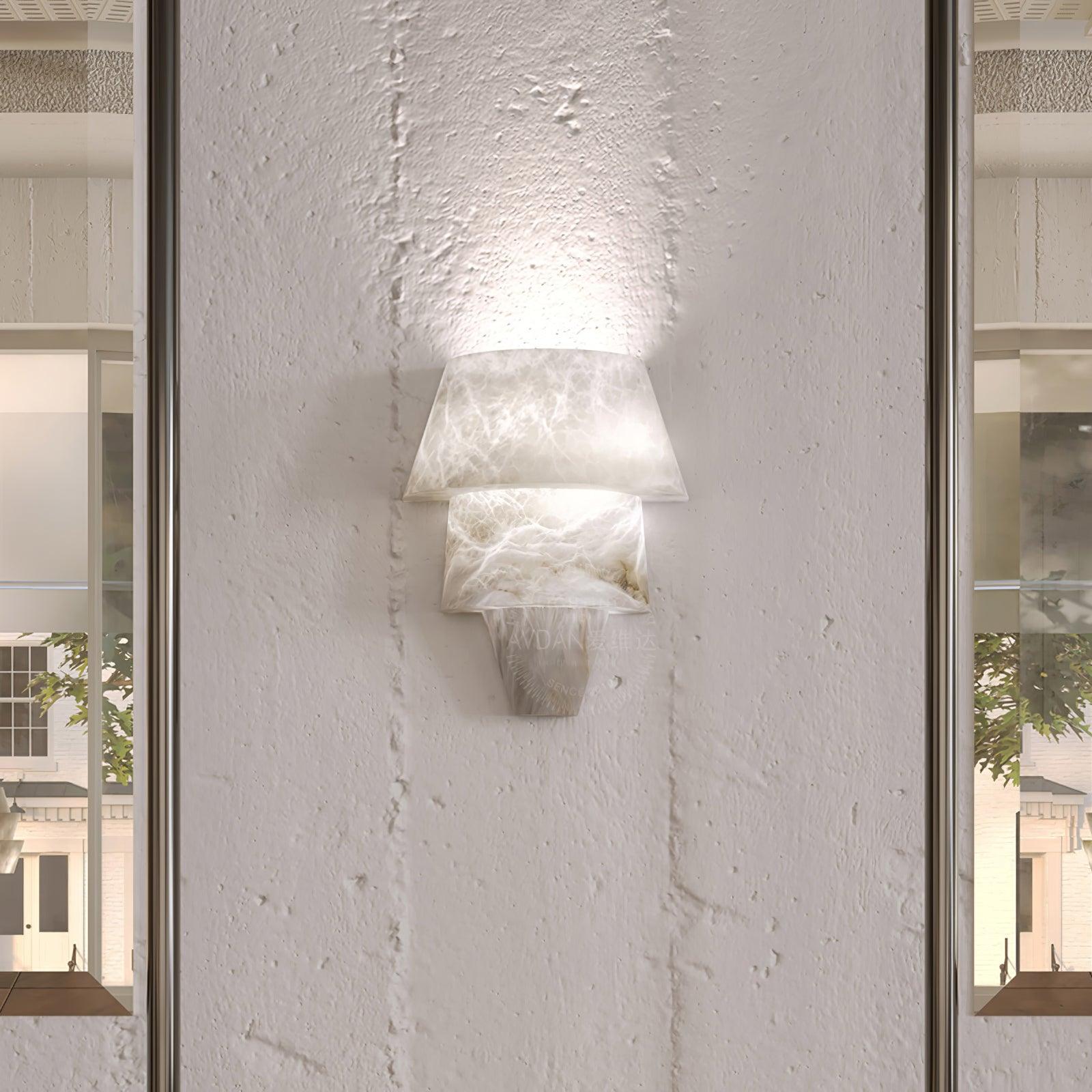 Geometric Marble Cone LED Wall Light / Model A L 8.7″ x W 5.1″ x H 11.8″ / L 22cm x W 13cm x H 30cm / White / Cool Light