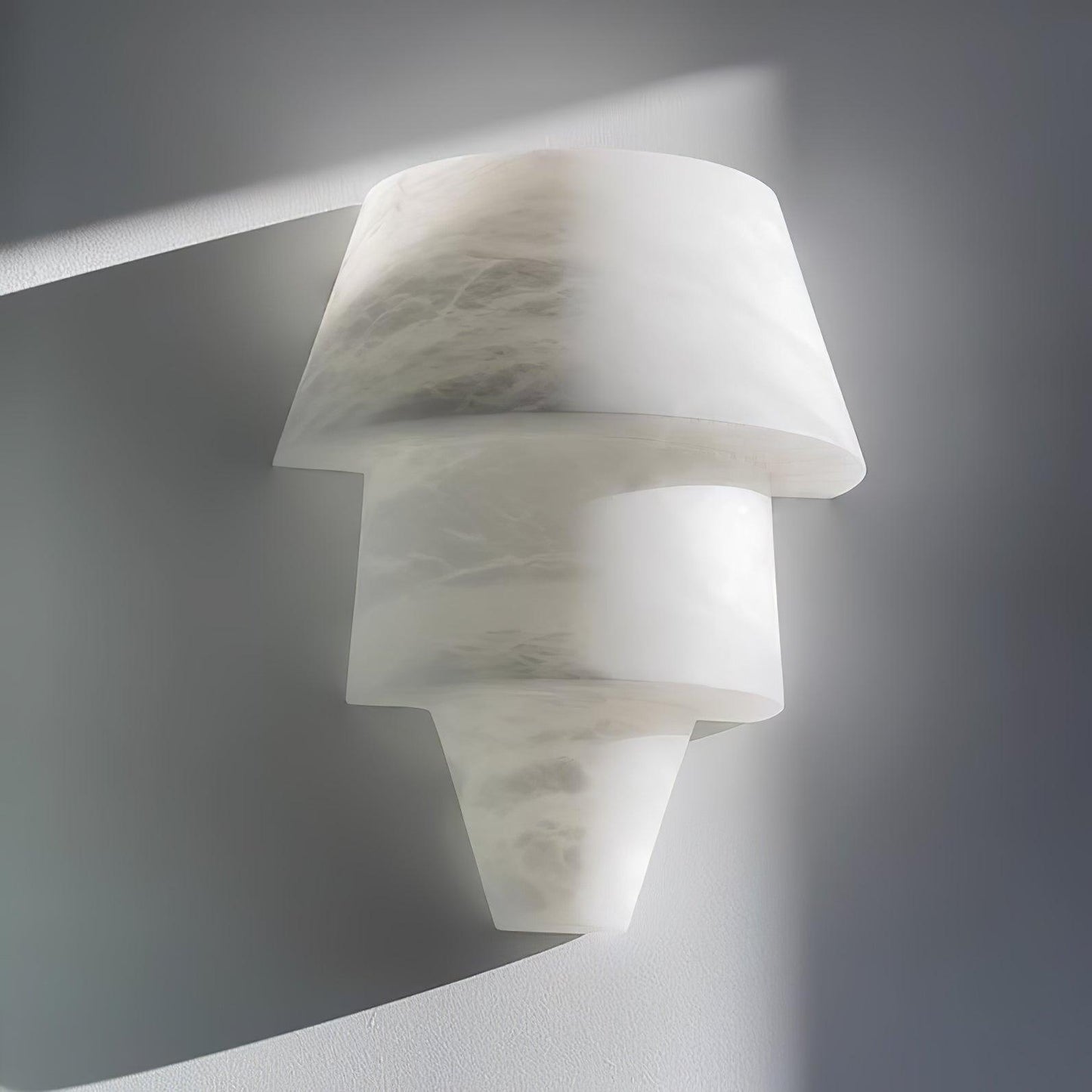 Geometric Marble Cone LED Wall Light / Model B L 8.7″ x W 5.1″ x H 9.1″ / L 22cm x W 13cm x H 23cm / White / Warm Light