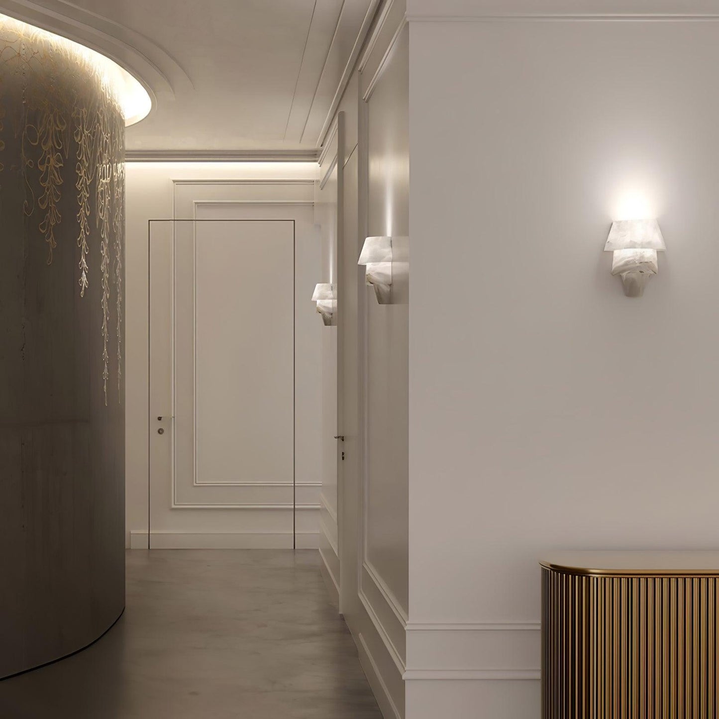 Geometric Marble Cone LED Wall Light / Model B Set of 2 / White / Cool Light