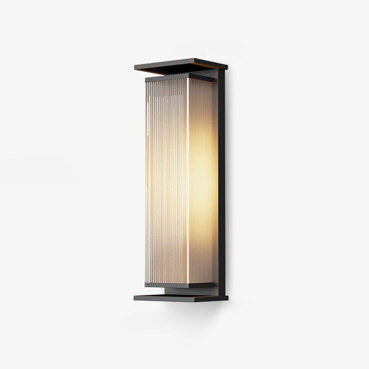 IP65 Rectangular LED Outdoor Wall Light / L 6.3″ x W 4.7″ x H 13.8″ / L 16cm x W 12cm x H 35cm / Black / Warm Light