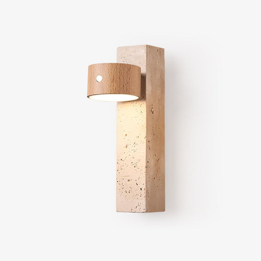 Rechargeable Wood Travertine LED Wall Light