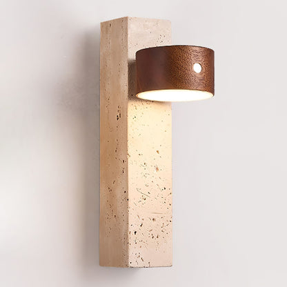 Rechargeable Wood Travertine LED Wall Light