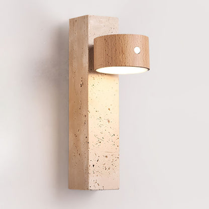 Rechargeable Wood Travertine LED Wall Light