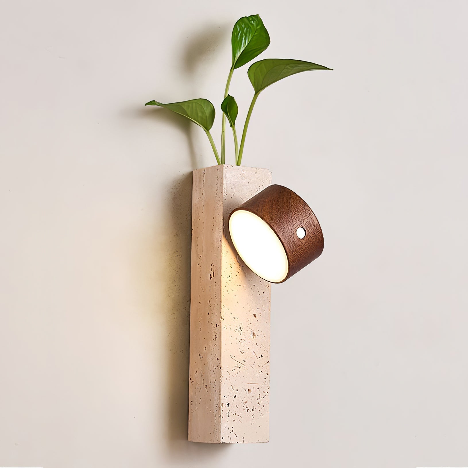 Rechargeable Wood Travertine LED Wall Light