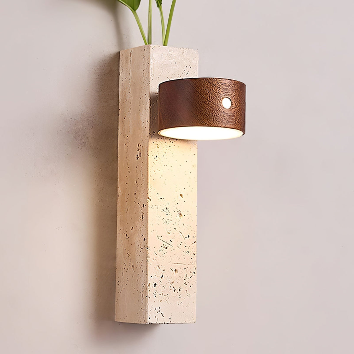 Rechargeable Wood Travertine LED Wall Light
