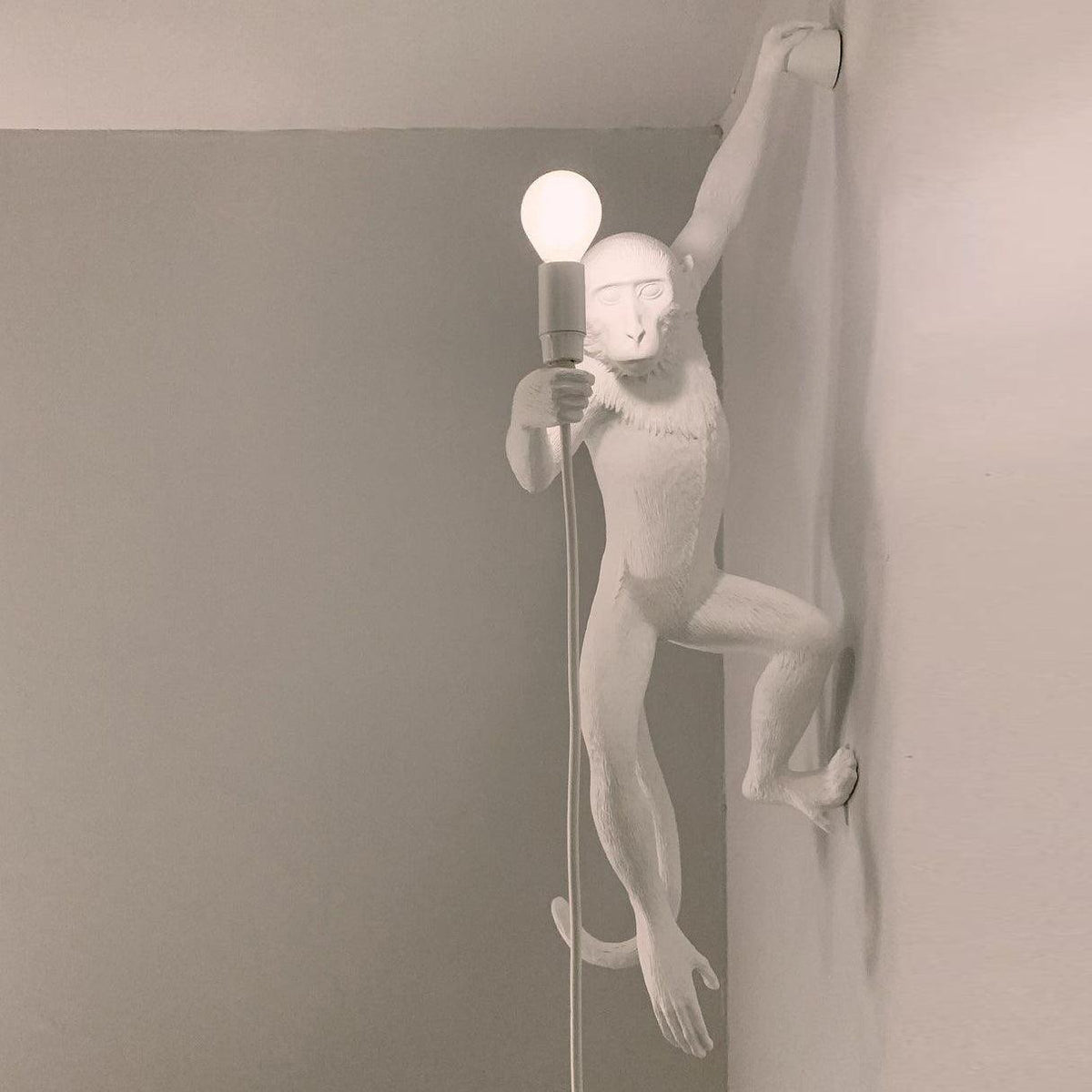 Sculptural Monkey Figure Plug-In Wall Light