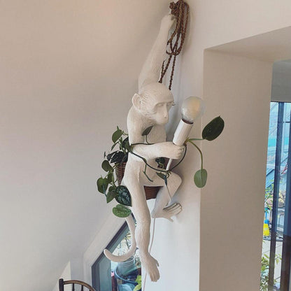 Sculptural Monkey Figure Plug-In Wall Light