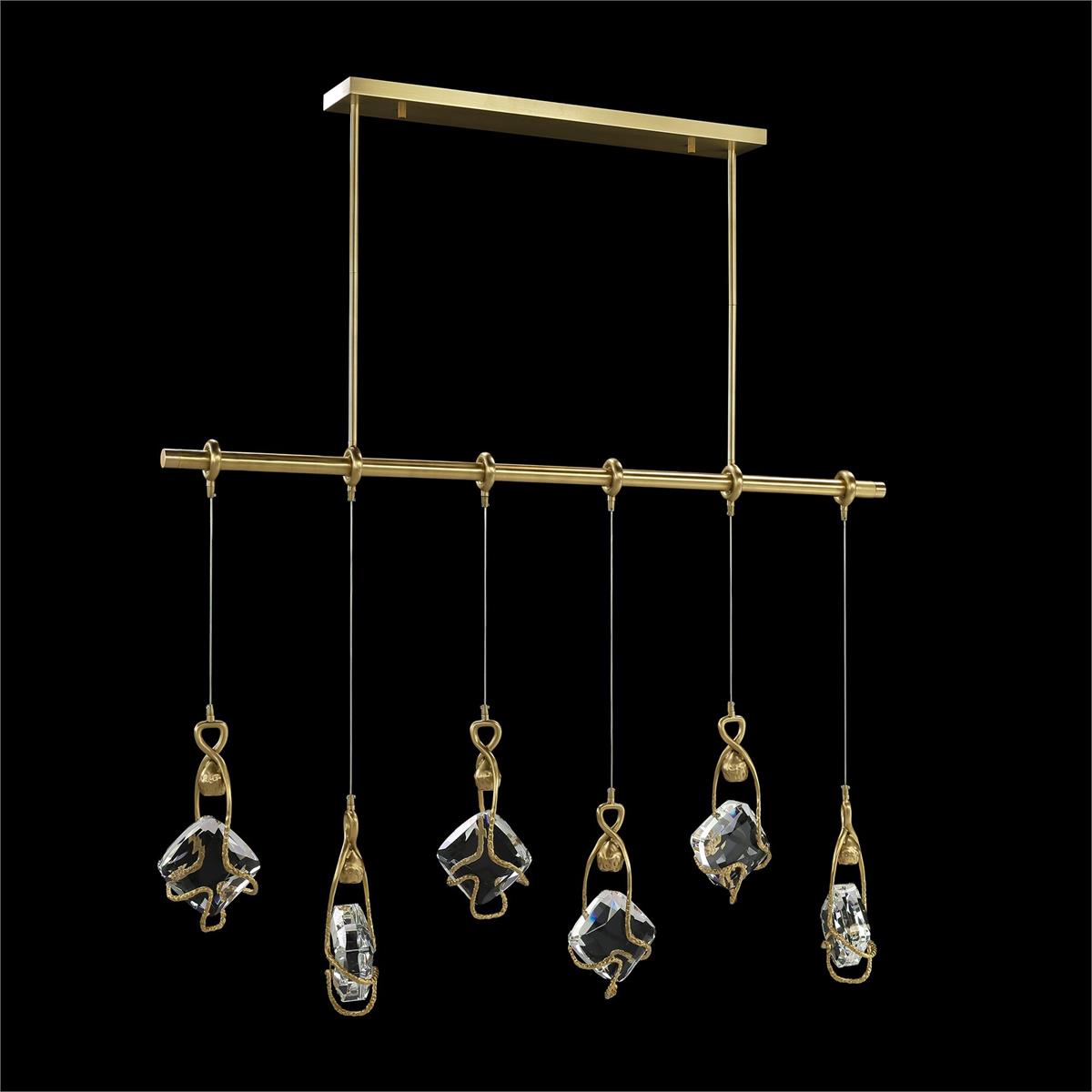 Six-Light Antique Brass Crystal Chandelier