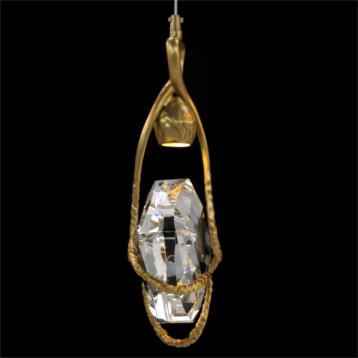 Six-Light Antique Brass Crystal Chandelier