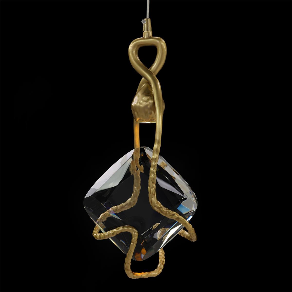 Six-Light Antique Brass Crystal Chandelier