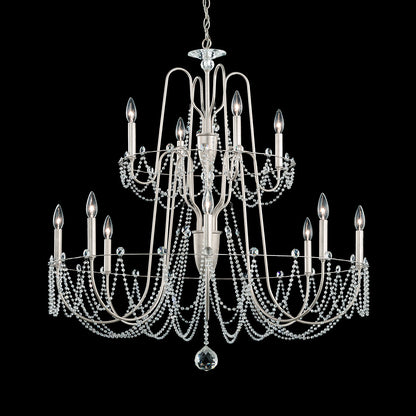 White Crystal Chain Contemporary Chandelier / White