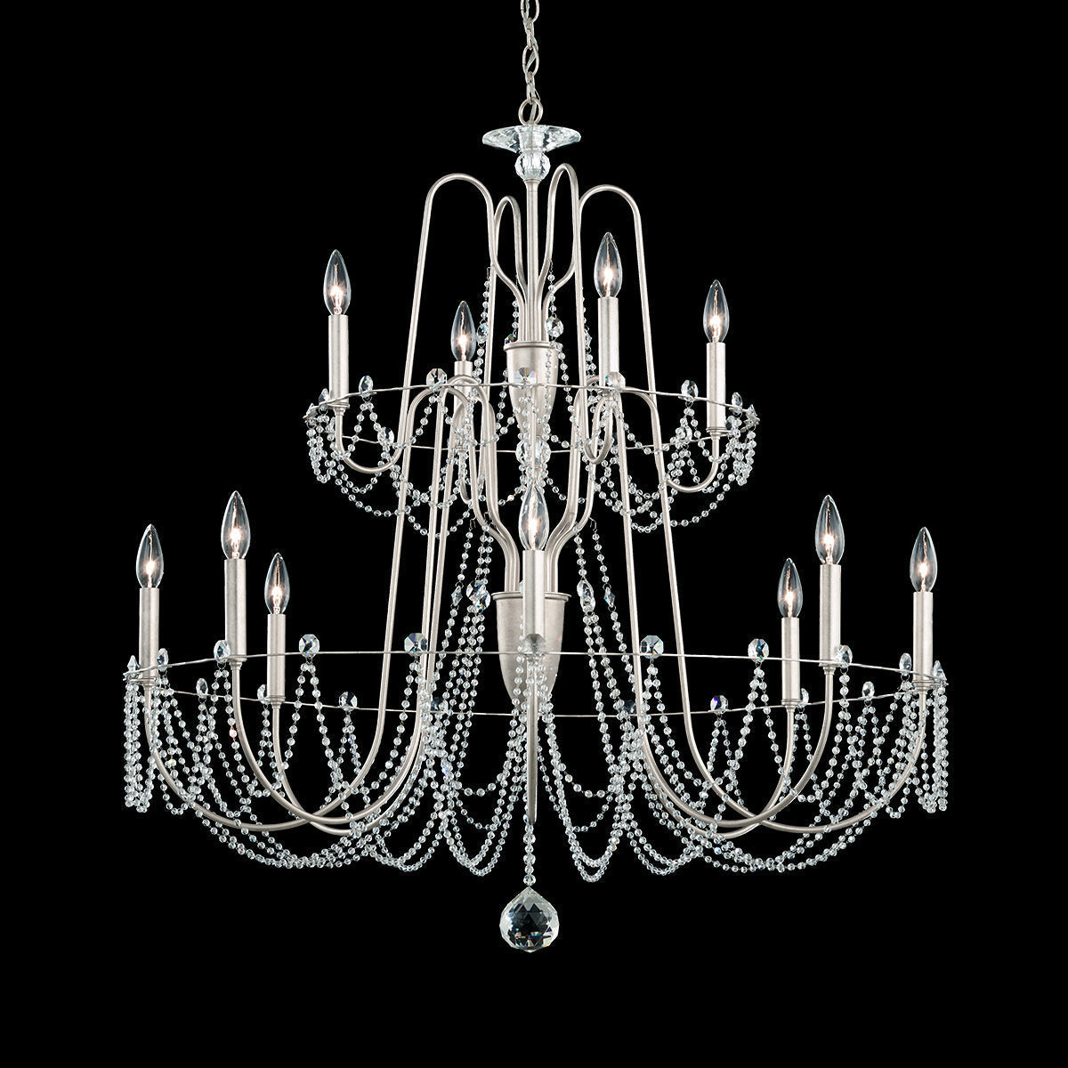 White Crystal Chain Contemporary Chandelier