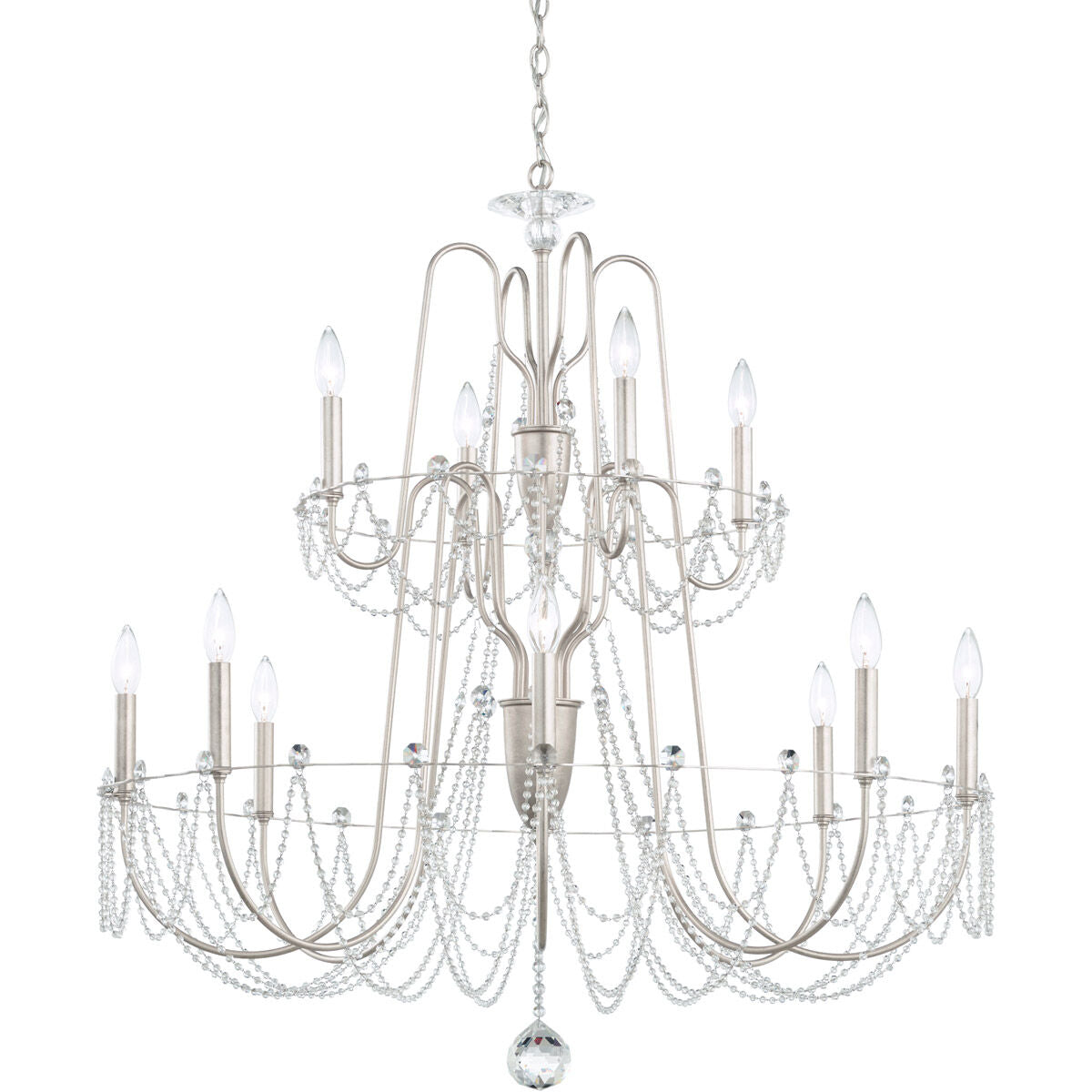 White Crystal Chain Contemporary Chandelier