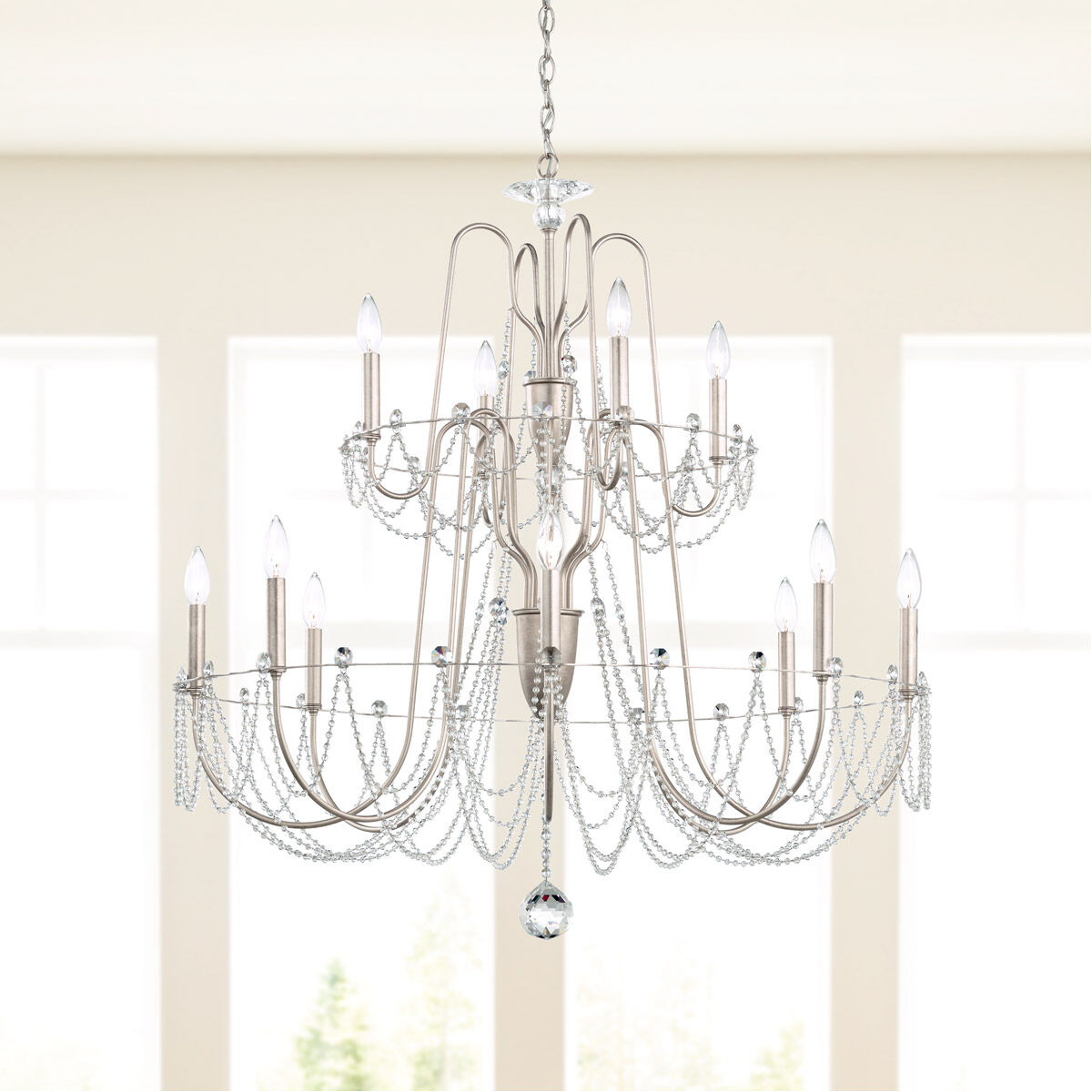 White Crystal Chain Contemporary Chandelier