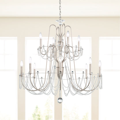 White Crystal Chain Contemporary Chandelier